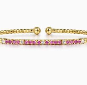 Gabriel & Co. 14k Yellow Gold Bujukan Diamond and Ruby Split Bangle