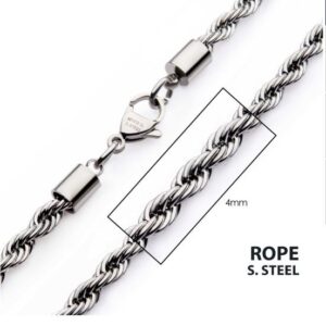 INOX MENS STAINLESS STEEL 4MM 20" ROPE CHAIN