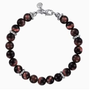 Gabriel & Co. Sterling Silver and 8mm Tiger Eye Beded Bracelet
