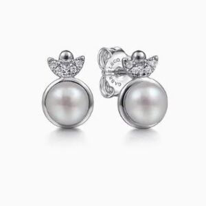Gabriel & Co. Sterling Silver Diamond Bujukan Pear Stud Earrings "Lusso Collection'