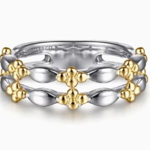 Gabriel & Co. 14k Yellow Gold & Sterling Silver Bujukan Easy Stackable Ring