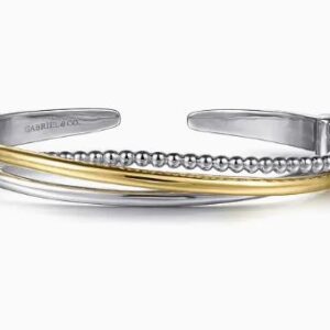 Gabriel & Co. Sterling Silver and 14k Yellow Gold Bujukan Twisted Bangle Bracelet