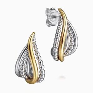 Gabriel & Co. Sterling Silver and 14k Yellow Gold Bujukan Multiple Row J Hoop Earrings