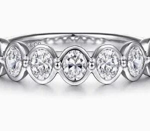 Gabriel & Co. 14k White gold Bezel Set Oval 7 Stone Diamond Anniversary Band