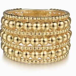 Gabriel & Co. 14k Yellow Gold Bujukan Beaded Easy Stackable Ring