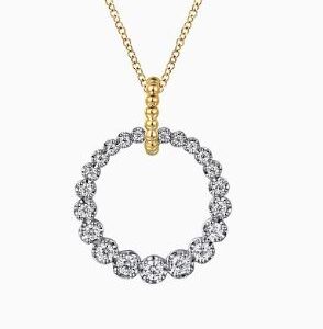 Gabriel & Co. 14k White and Yellow Gold .52 ctw Diamond Bujukan 20mm Open Circle Necklace