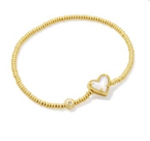 Kendra Scott Sterling Silver Gold Plated Mother of Pearl Ari Heart Bracelet