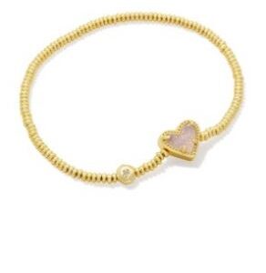 Kendra Scott Sterling Silver Gold Plated Irid Drusy Ari Heart Bracelet