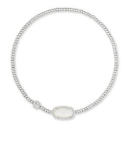 Kendra Scott Sterling Silver Rhodium Plated Ivory Mother of Pearl Ivory Stretch Bracelet