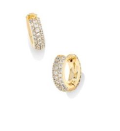 Kendra Scott Sterling Silver Gold Plated Mikki Pave CZ Huggie Earrings