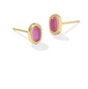 Kendra Scott Sterling Silver Gold Plated Mini Ellie Illusion Pink Stud Earrings