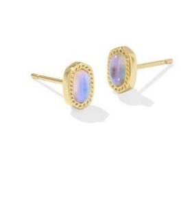 Kendra Scott Sterling Silver Gold Plated Mini Ellie Dichroic Glass Stud Earrings