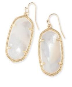 Kendra Scott Sterling Silver Elle Gold Plated Ivory Mother of Pearl Dangle Earrings