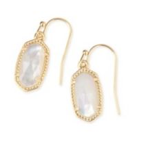 Kendra Scott Sterling Silver Lee Gold Plated Ivory Mother of Pearl Dangle Earrings