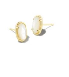 Kendra Scott Sterling Silver Gold Plated Grayson Ivory Mother of Pearl Stud Earrings