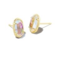 Kendra Scott Sterling Silver Gold Plated Grayson Dichroic Glass Stud Earrings