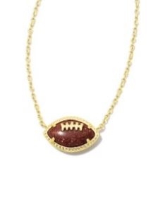 Kendra Scott Sterling Silver Gold Plated Orange Football Pendant Necklace
