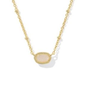 Kendra Scott Gold Plated Sterling Silver Mini Elisa Iridescent Drusy Pendant Necklace