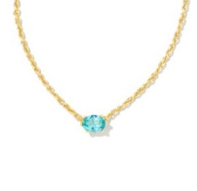 Kendra Scott Sterling Silver Gold Plated Cailin Aqua Crystal Pendant Necklace