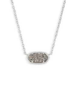 Kendra Scott Elisa Sterling Silver Rhodium Platinum Drusy Necklace