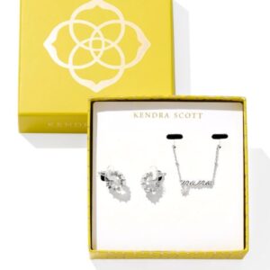 Kendra Scott Sterling Silver Polished Mama & Cailin CZ Earring/Necklace Gift Set