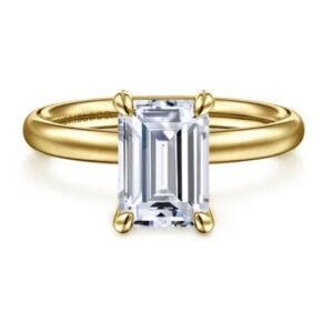 Gabriel & Co. 14k Yellow Gold 2.0 ct Emerald Cut Center Contemporary Semi-Mount Engagement Ring