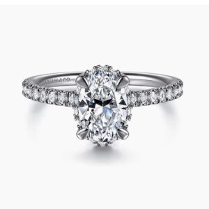Gabriel & Co. 14k White Gold Diamond Engagement Ring with CZ Center