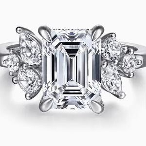 Gabriel & Co. 14k White Gold .70 ctw Diamond Engagement Ring *Starlight Collection* with CZ Center
