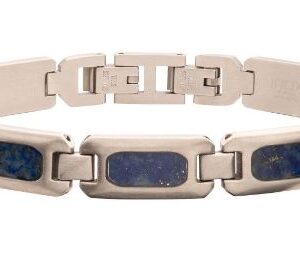 INOX Stainless Steel Lapis Inlay Link Bracelet