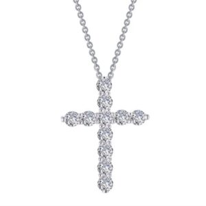 Lafonn Sterling Silver 1.87 cttw Cross Pendant Necklace with 18" Chain