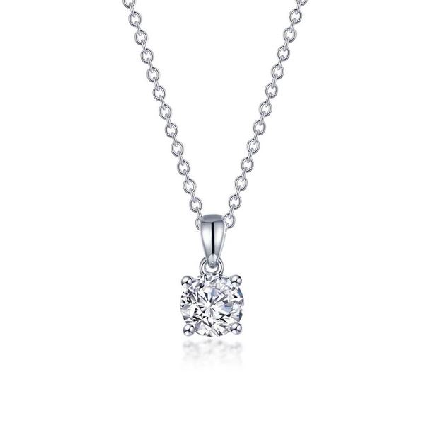 Lafonn Sterling Silver .50 cttw Simulated Diamond 4 Prong Solitaire on 20" Adjustable Chain