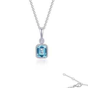 Lafonn Sterling Silver .91 cttw Simulated Diamond Aquamarine Pendant Necklace