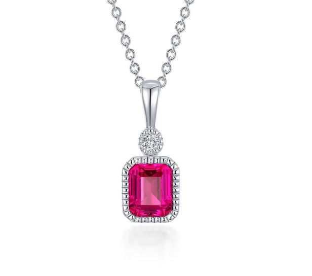Lafonn Sterling Silver .91 cttw Simulated Diamond Ruby Pendant Necklace
