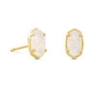 Kendra Scott Sterling Silver Gold Plated Emilie Iridescent Drusy Stud Earrings