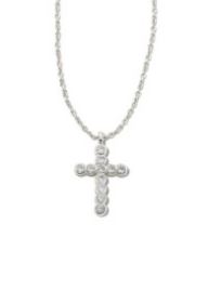 Kendra Scott Sterling Silver Rhodium Plated White Crystal Cross Pendant