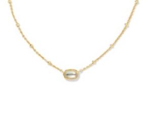 Kendra Scott Sterling Silver Gold Plated Mini Elisa Dichroic Glass Necklace 19"
