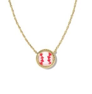 Kendra Scott Sterling Silver Gold Plated Ivory Mother of Pearl Baseball Pendant Necklace
