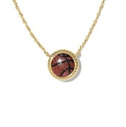 Kendra Scott Gold Plated Sterling Silver Orange Goldstone Basketball Short Pendant Necklace