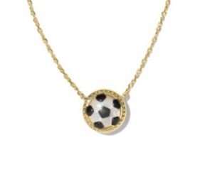 Kendra Scott Sterling Silver Gold Plated Ivory Mother of Pearl Soccer Pendant Necklace