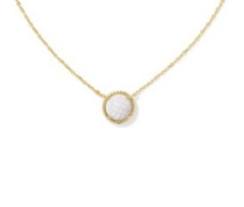 Kendra Scott Sterling Silver Gold Plated Ivory Mother of Pearl Vollyball Pendant Necklace