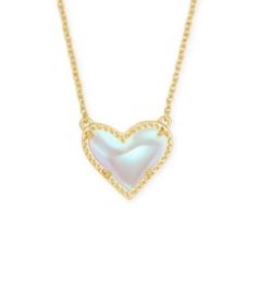 Kendra Scott Sterling Silver Gold Plated Ari Dichroic Glass Heart Pendant Necklace
