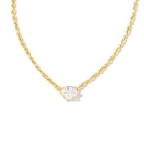 Kendra Scott Sterling Silver Gold Plated Cailin White Crystal Pendant Necklace