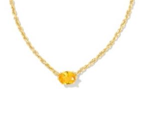 Kendra Scott Sterling Silver Gold Plated Cailin Golden Yellow Crystal Pendant Necklace