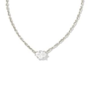 Kendra Scott Sterling Silver Rhodium Plated Cailin White Crystal Pendant Necklace