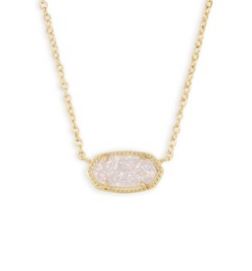 Kendra Scott Sterling Silver Gold Plated Elisa Iridescent Drusy Crystal Pendant Necklace
