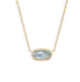 Kendra Scott Sterling Silver Gold Plated Elisa Light Blue Crystal Pendant Necklace