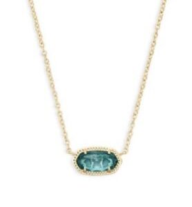 Kendra Scott Sterling Silver Gold Plated Elisa London Blue Crystal Pendant Necklace