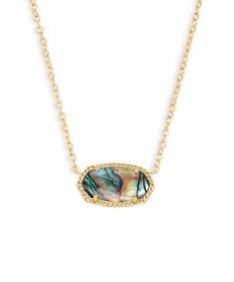 Kendra Scott Sterling Silver Gold Plated Elisa Abalone Shell Pendant Necklace