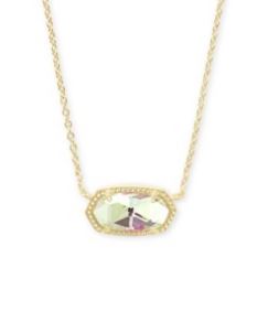 Kendra Scott Sterling Silver Gold Plated Elisa Dichroic Glass Pendant Necklace