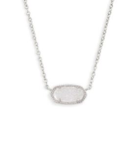 Kendra Scott Sterling Silver Rhodium Plated Elisa Iridescent Drusy Pendant Necklace